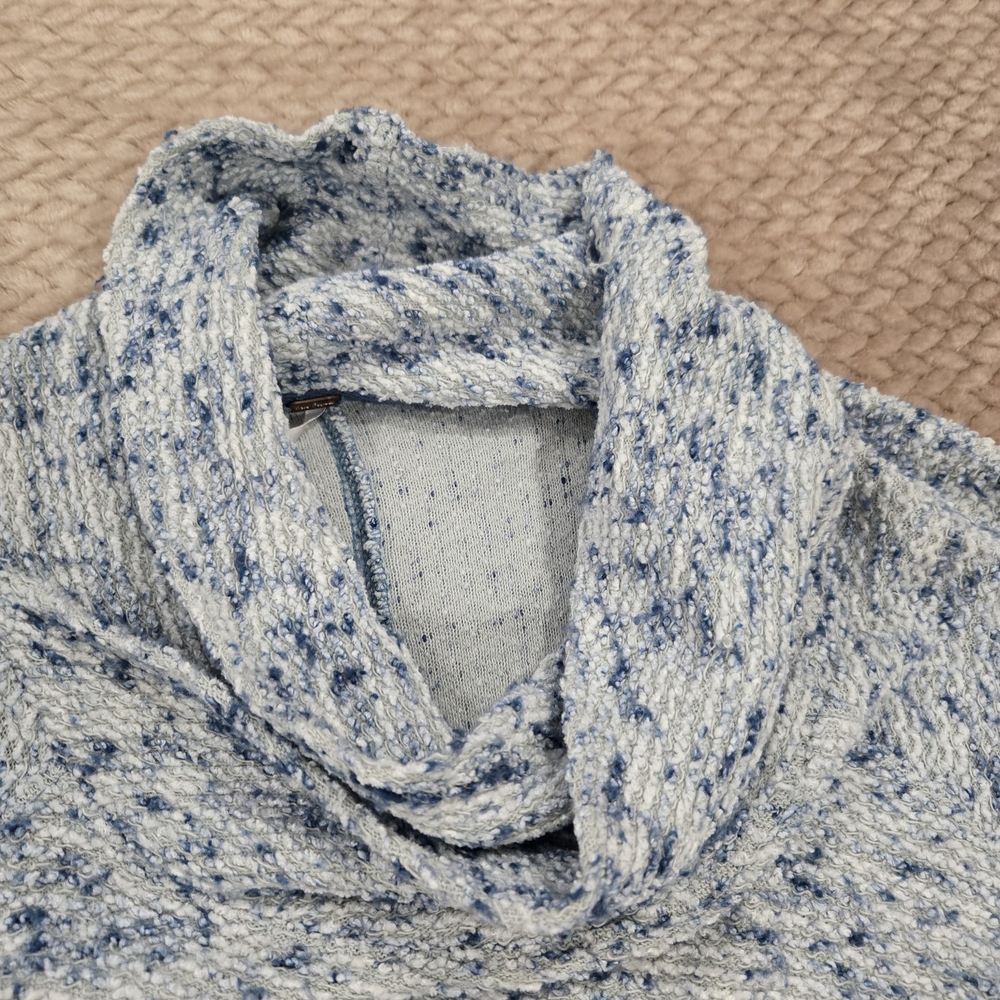 Free People XS/S Blue Speckled Cowl Neck Oversized Cozy Sweater - Picture 10 of 13